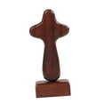 thumbnail image 2 of jicheng Cross Statue Wood Figurine with Base Collection Sculpture Tabletop Ornament for Hallway Housewarming Desktop Fireplace Family Dark Brown, 2 of 9