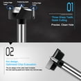 thumbnail image 3 of GHSDFBB 1-1/8 Inch Forstner Drill Bit, Carbide Tipped Forstner Bit for Hard Wood, Wood Drilling Hole Saw Set Woodworking Hinge Cutter Tool Kits for Wood Plastic Plywood, 3 of 7