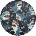 thumbnail image 2 of Coolnut Round Braided Placemats Set of 4,Cute Sharks Washable Dining Table Durable PVC 15 Inch Non-Slip Heat Resistant Place Mats for Table Decor Home Decor, 2 of 7