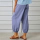 thumbnail image 4 of ICHUANYI Clearance Fashion Women Summer Casual Loose Cotton And Linen Pocket Trousers Pants(Blue, S) ICHUANYI WER2023081016550, 4 of 8