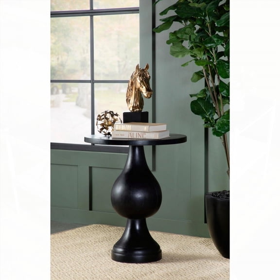 Black Stain Pedestal Accent Table for Upscale Living Areas