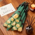 thumbnail image 4 of Valentine's Day Gift Single Rose Bouquet 10Pcs Artificial Flower Gift for Valentine Wedding Graduation Mother's Day (Yellow), 4 of 6