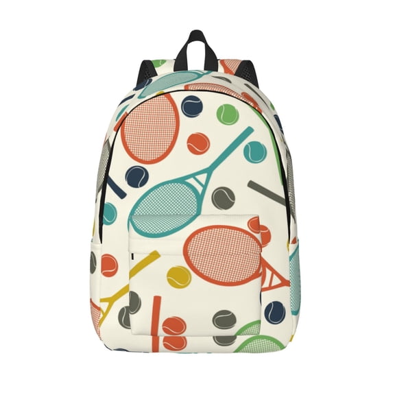 Defioc Racket and Tennis Ball for Canvas Backpack,Travel Rucksack Unisex Knapsack Laptop Backpack for Work & College -Small