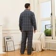 thumbnail image 4 of U2SKIIN Men's 100% Cotton Flannel Pajama Sets, Soft Plaid PJS Long Sleeve Sleepwear 2 Piece Button Down Lounge Set（Navy -Beige Plaid,M）, 4 of 4
