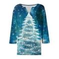 thumbnail image 5 of Mifsaly Merry Christmas Shirts Women V-Neck 3/4 Sleeve Pullover Tops 3 Buttons Xmas Tree Funny Print T-Shirts Casual Loose Festival Party Blouse 2025 Holiday Outfits, 5 of 5