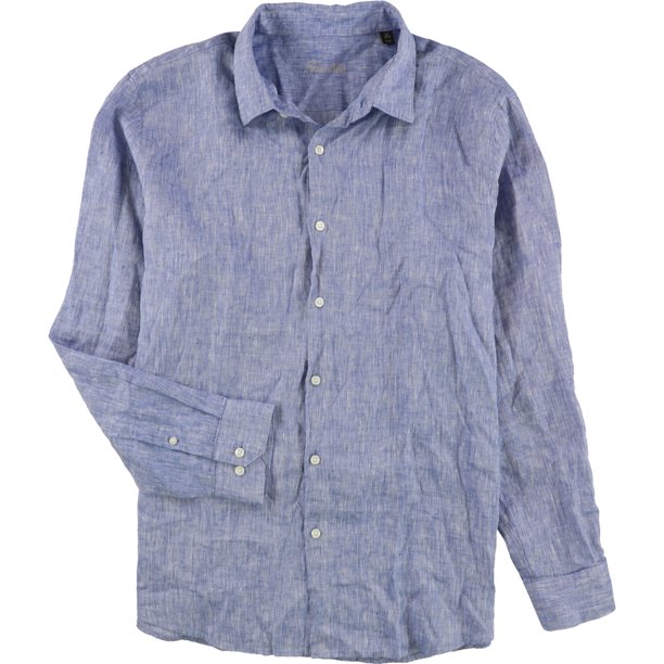 Camisa con botones de lino Tasso Elba para hombre azul marino 2XL