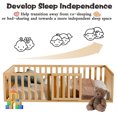 thumbnail image 4 of DreamBuck Twin Size Floor Bed Frame with Fence and Door, Wood Montessori Bed with Safety Guardrails, Floor Bed Frame for, Boys, Girls, No Box Spring Needed,Natural(No Bed Slats), 4 of 8