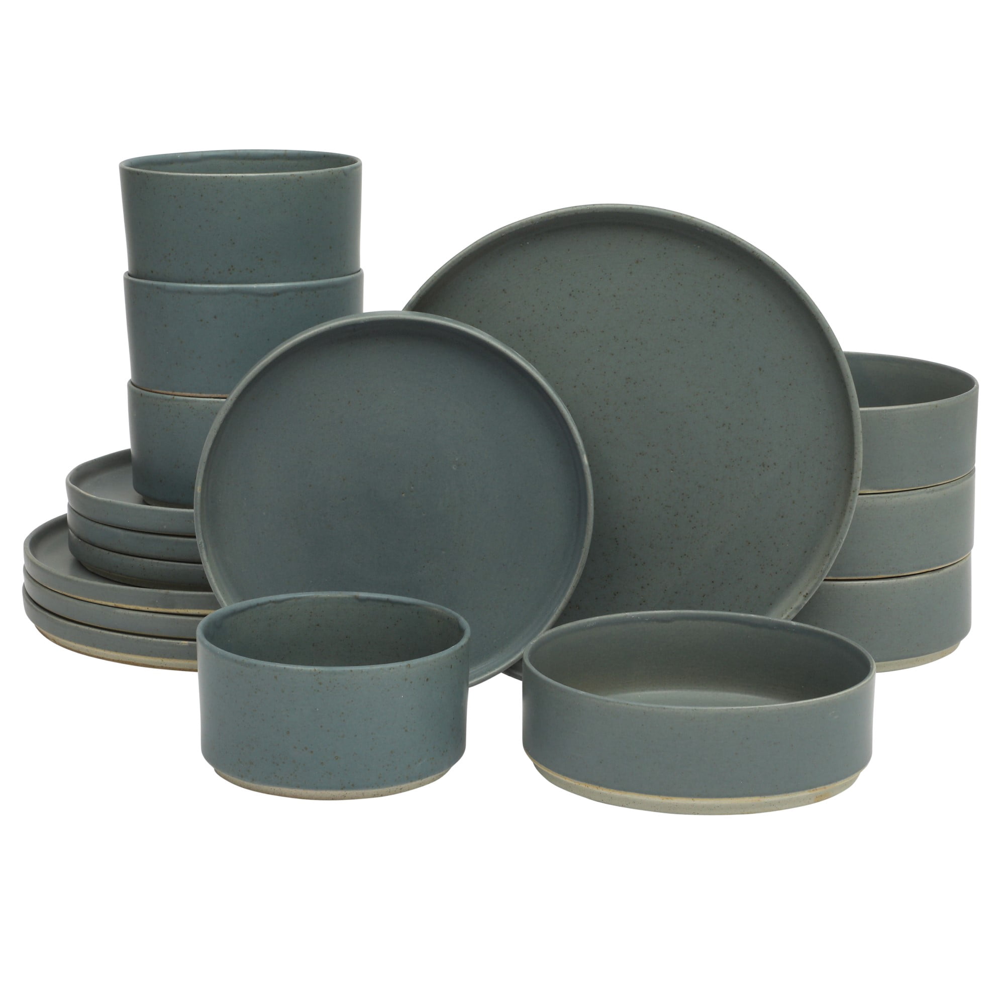 Gibson Elite Tatum Premium Porcelain 16 Piece (Service for 4) Plates and Bowls Dinnerware - Blue