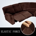 thumbnail image 4 of TOPCHANCES Velvet Recliner Sofa Covers, 5 Seat Corner Sofa Covers Stretch Furniture Protector Including 2 Arm Pieces, 4 Seat and Backrest Pieces and 1 Corner Piece, Brown, 4 of 10