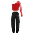 thumbnail image 2 of Linjinx Girls 2 Piece Hip Hop Dance Clothing Set Trendy Crop Top Cargo Pants Workout Outfit Red 8, 2 of 7