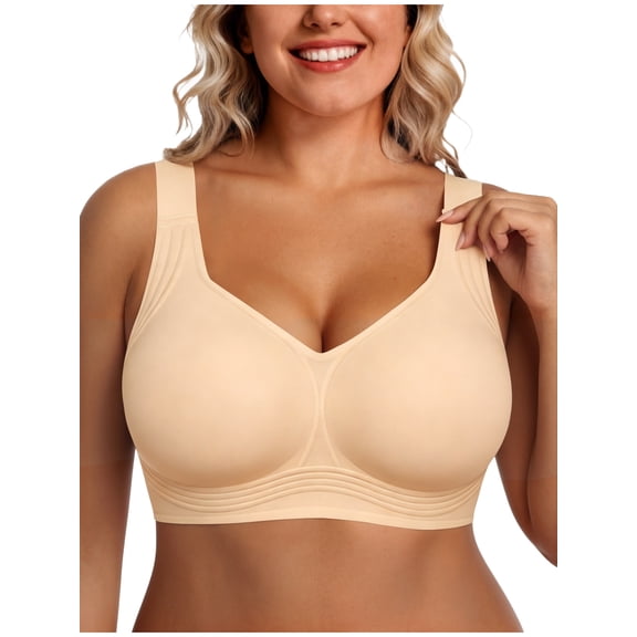 Roszoe Bras for Women No Underwire Full Coverage Plus Size Support Lift For Large Seamless Everyday Bra S-5XL