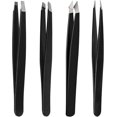 thumbnail image 1 of Pinzas para cejas Pinzas profesionales para vello facial Mujeres Pinzas de precisión para pestañas Pinzas de desplumado de acero inoxidable Setblack4pcs, 1 of 2