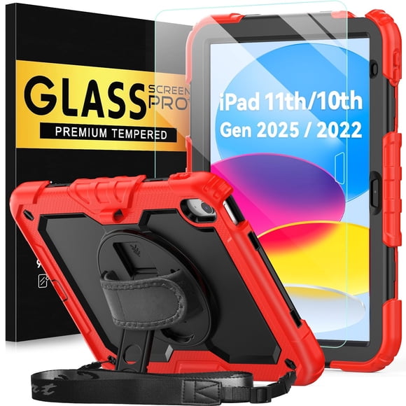 Funda BLOSOMEET para iPad A16 de 11ª y 10ª generación, 11 pulgadas/10,9 pulgadas, color rojo