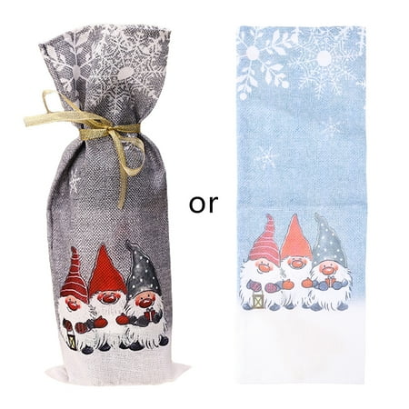 

Christmas Swedish Gnome Red Wine Bottle Cover Bags Decoration Xmas Home Decor