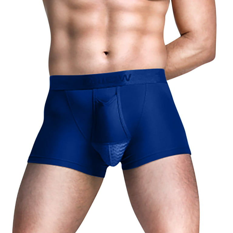 Honeeladyy Men's Summer Thin Transparent Ice Silk Boxers Soft Breathable  Men's Breathe Underwear Bullet Separation Scrotum Physiological Underpants  