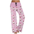 thumbnail image 2 of Antqov Womens Pajama Pants, Christmas Print Drawstring Trendy Straight Pants, Home Party Comfortable Casual Pants, 2 of 6