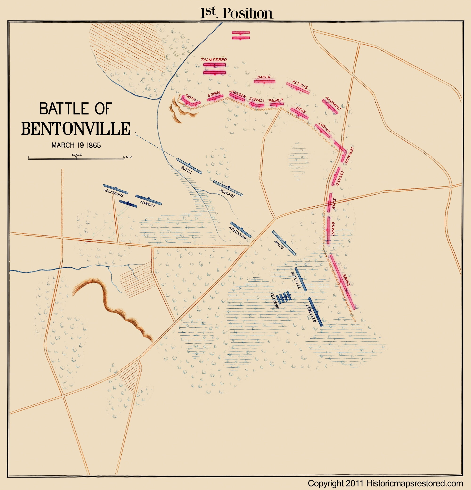 Bentonville Battle 1st Position North Carolina - 1865 - 23 X 23.92 ...