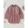 thumbnail image 2 of Bagilaanoe Newborn Baby Girl Knitted Rompers Long Sleeve Bodysuit 3M 6M 12M 18M Infant Fall One Piece Jumpsuit, 2 of 9