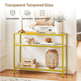 thumbnail image 6 of Topeakmart 3-Layer Tempered Glass Console Table with Metal Frame and Storage Shelf, Gold, 6 of 8