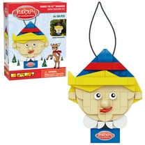 Brickcraft Rudolph the Red-Nosed Reindeer Hermey the Elf Decoration Brick Building Kit (64-Piece Set), Hanging Christmas Décor, Collectible Holiday Ornament