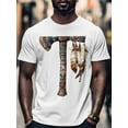 thumbnail image 4 of Indian Tomahawk Feather Men's T Shirts T-Shirt for Men Crew Neck Tees Cotton Tops, White, S, 4 of 7
