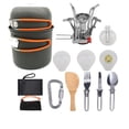 thumbnail image 1 of Eigraketly 11pcs Camping Cookware Mess Kit w/ Set Pot Stoves Carabiner Kits de desorden para acampar naranja naranja, 1 of 1