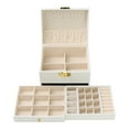 thumbnail image 3 of Unique Bargains 3 Layer Jewelry Box PU Leather Jewelry Organizer Case Storage Holder White, 3 of 8