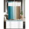 thumbnail image 6 of No Hook Cloth Fabric Shower Curtain with Snap in Liner, Teal Brown Ombre Waterproof Shower Curtains Set with See Through Top Window, Vintage Country Wooden Bath Curtains Shower 72"x96", 6 of 6