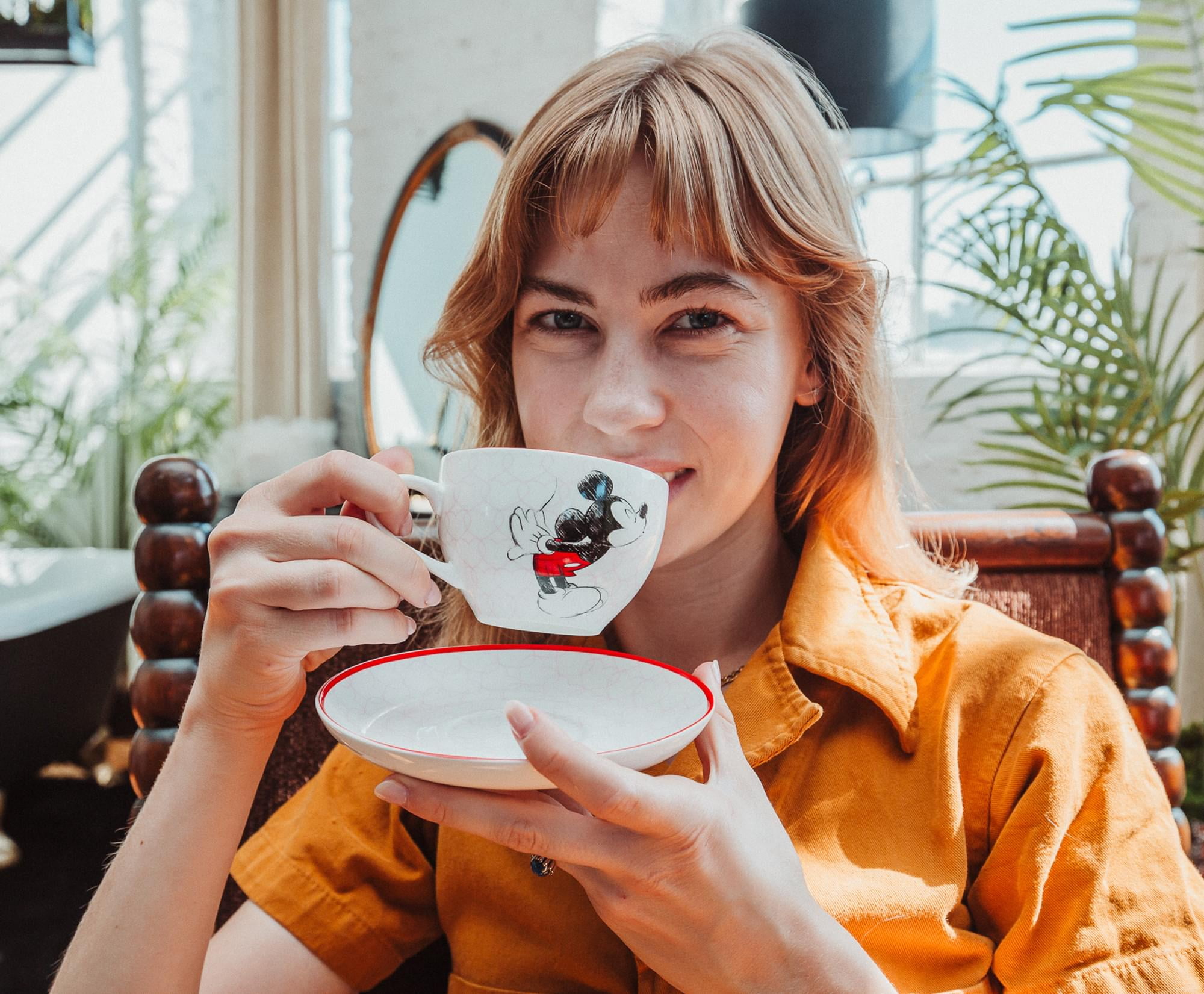 Disney Mickey and Minnie Bone China Teacup and Saucer | Set of 2