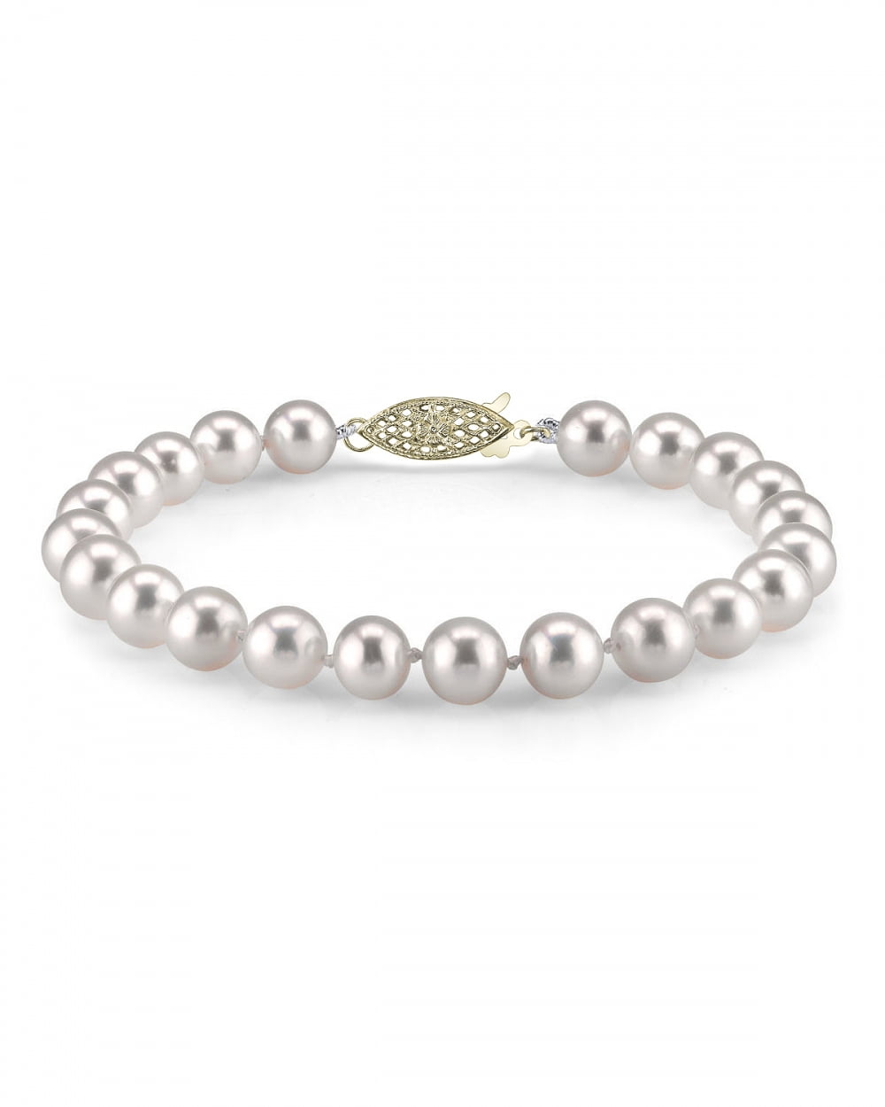 Genuine 14kt White Gold FW Cultured Pearl Bracelet 7.25 inches 