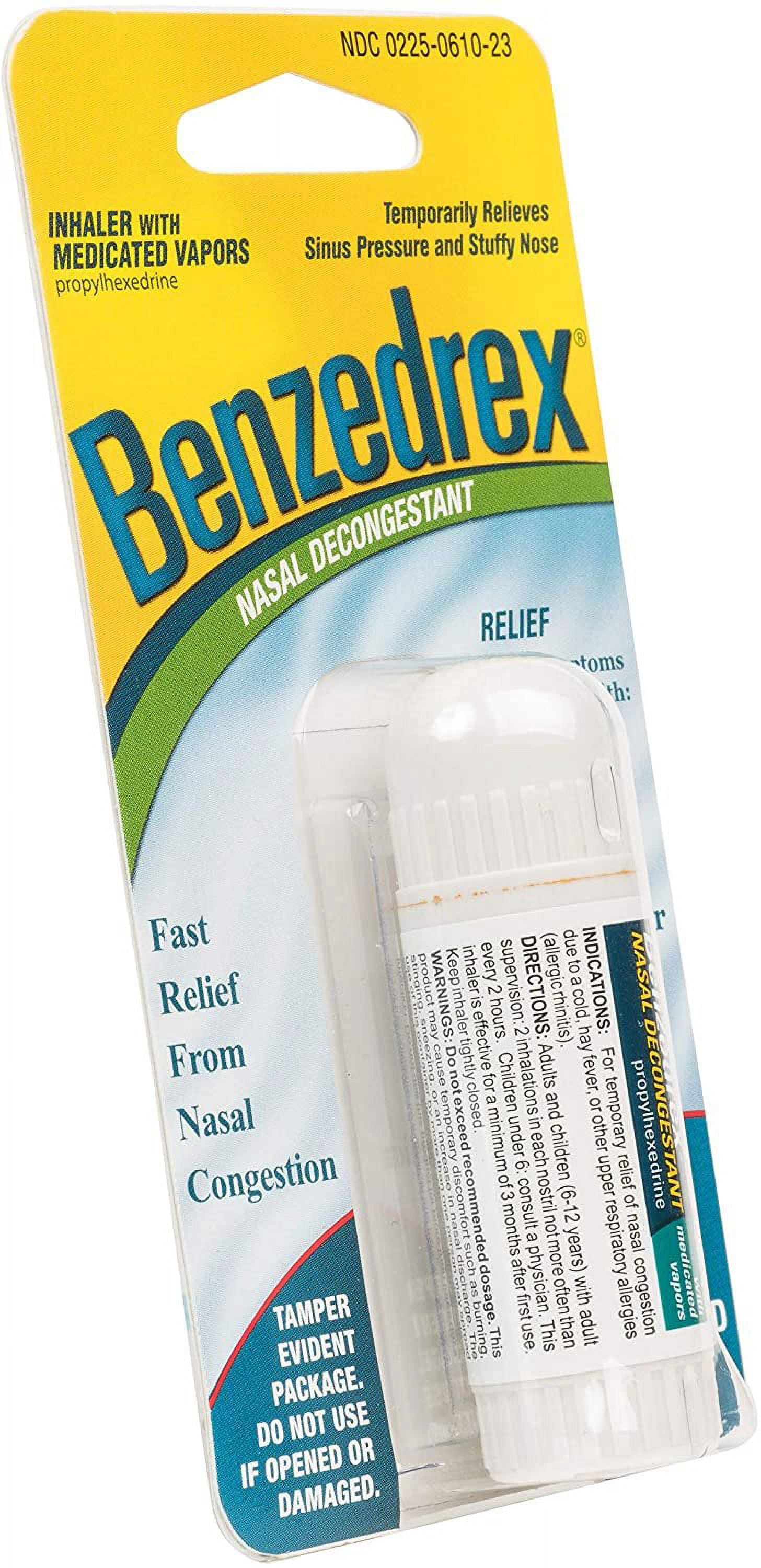 Benzedrex Nasal Decongestant Inhaler, Medicated Nasal Vapor Inhaler, 1 Count (pack of 4)