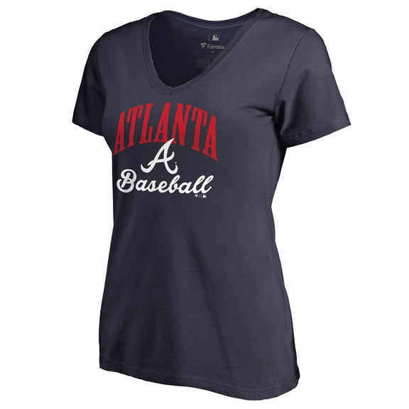 Women's Navy Atlanta Braves Victory Script T-Shirt