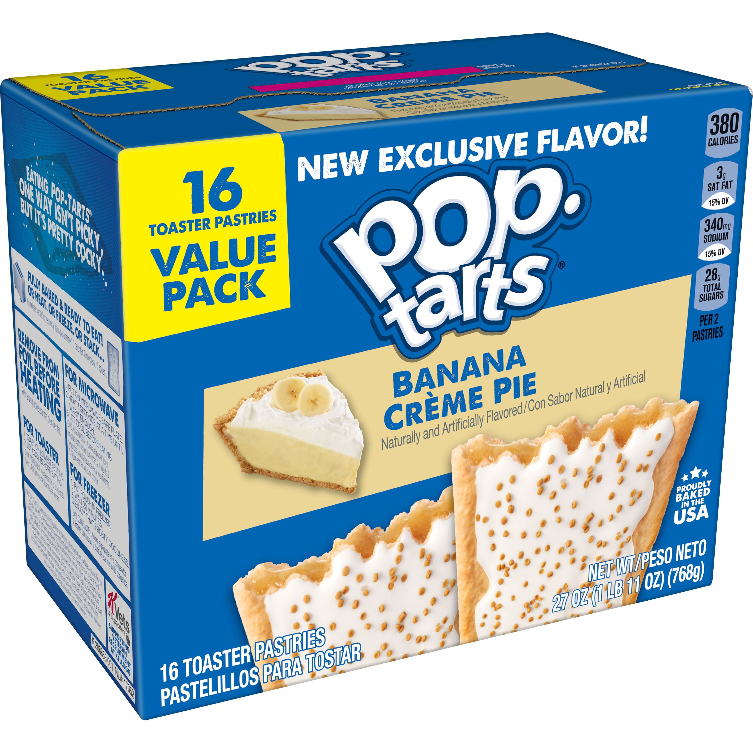 Pop Tarts Toaster Pastries Breakfast Foods Frosted Banana Creme Pie 27oz Box 16 Toaster