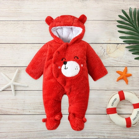 

Juebong Baby Pajamas Toddler Baby Boys Girls Color Plush Cute Bear Ears Winter Thick Keep Warm Jumpsuit Romper Baby Romper for 18-24 Months