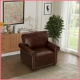 thumbnail image 2 of Burgundy Faux Leather Single Seat Accent Chair with Solid Wood Legs, Sturdy Frame & Removable Back Cushion for Living Room, 2 of 7