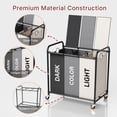 thumbnail image 6 of 180L (47.55 Gal) Laundry Sorter 3 Section, Rolling Laundry Basket with Lockable Wheels and Lid, Laundry Hamper with 3 Separated Removable Bags Dirty Clothes Hamper for Laundry Room, Multicolored, 6 of 8