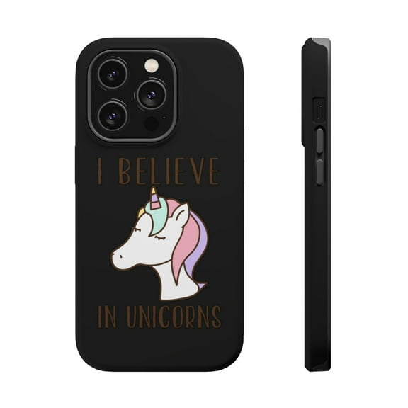DistinctInk Tough Case for Apple iPhone 15 PRO (6.1" Screen), Compatible with MagSafe Charging - I Believe in Unicorns