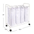 thumbnail image 2 of Household Essentials Rolling Laundry Sorter, 4 Bag Laundry Sorter Cart with Washable and Removable Bags, White, 2 of 10