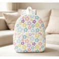 thumbnail image 4 of Cute Colorful Floral Pattern Corduroy School Backpack 4"×9.5"×12", Light Spacious Casual Daypack For Children Shopping And Short Outings (G), 4 of 5