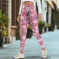 thumbnail image 4 of Renewold Santa Claus Tree Ho Ho Pink Womens Yoga Leggings with Pockets Workout Leggings Ankle Pants Full Length High Waisted Slim Running Pants Non See-Through Printed Tights, 3XL, 4 of 8
