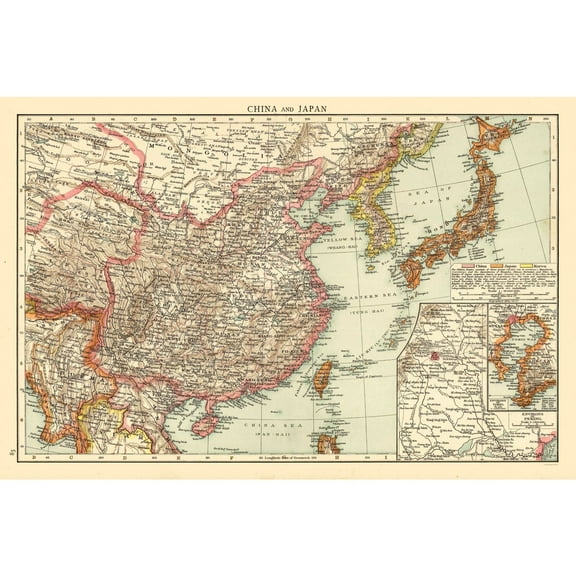 Historic Map - China Japan - Andree 1895 - 34.61 x 23 - Vintage Wall Art