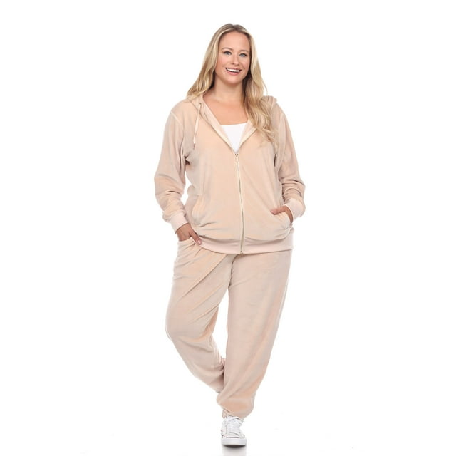 White Mark Ensemble de Survêtement en Velours pour Femmes, 2 Pcs