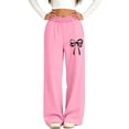 thumbnail image 6 of ITSAME Girls Wide Leg Sweatpants Bow Print High Waisted Loose Fit Fall Winter Casual Trousers with Pockets Size 11, 6 of 6