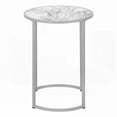 thumbnail image 2 of Round Accent Table for Living/Bedroom, White Marble Laminate, Grey Metal Legs, Contemporary & Easy to Move, 2 of 12
