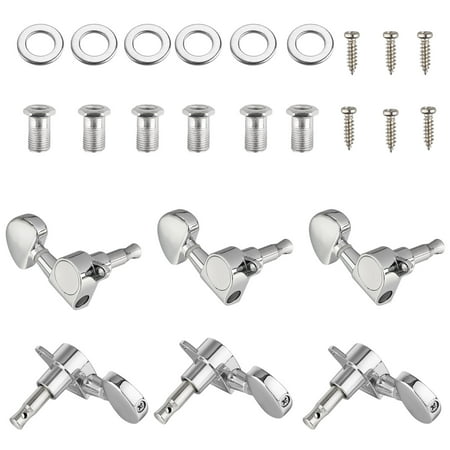 TSV Guitar Tuning Pegs 6 Pieces 3L3R Chrome Tuners Machine Heads Knobs for Acoustic or Electric Musician Instrument Parts Accessories Guitar String Tuning Peg