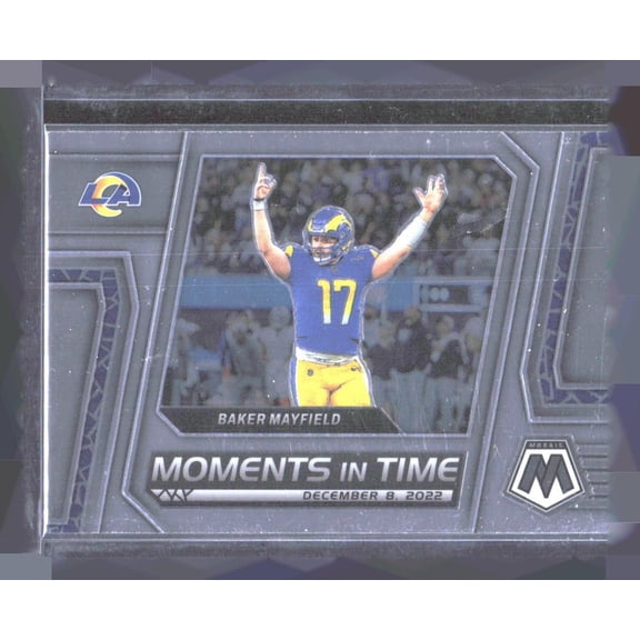 2023 Panini Mosaic MT-10 Moments in Time Baker Mayfield Los Angeles Rams Football Card