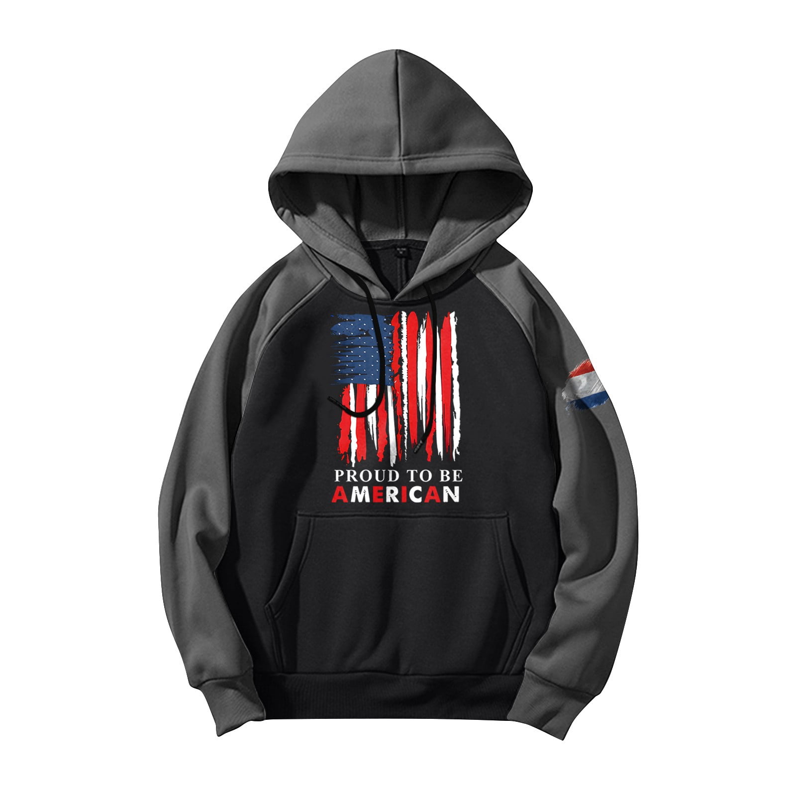 GIPQJK Graphic Hoodies for Men American Flag Hooded Sweatshirts Multicolor Panel Pullover Tops Big and Tall Usa Flag Design Patriotic Hoodies Sweatshirts with Pockets,Dark Gray 4XL