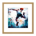 thumbnail image 1 of City Basketball Slam Dunk Sport Splatter Watercolour Painting Teal Orange Square Wooden Framed Wall Art Print Picture 8X8 Inch, 1 of 4