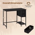 thumbnail image 3 of Costway Computer Desk with Charging Station, 2 Fabric Drawers, Storage Shelf Headphone Hook Black, 3 of 10