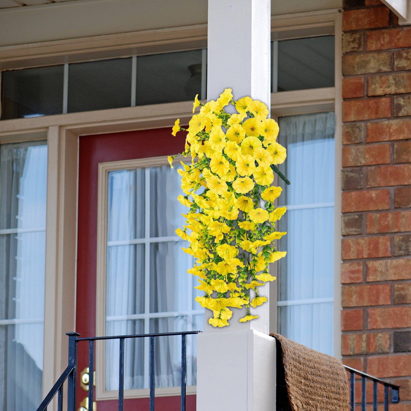 Elainilye Hanging Morning Glory Artificial Flower, Artificial Flowers for Outdoor, Hanging Baskets Fake Flowers for Home Porch Patio Balcony